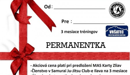 Samurai JU JITSU CLUB ponúka permanentku na 3 mesiace tréningov za akciovú cenu 30€ (pôvodná cena 45€)